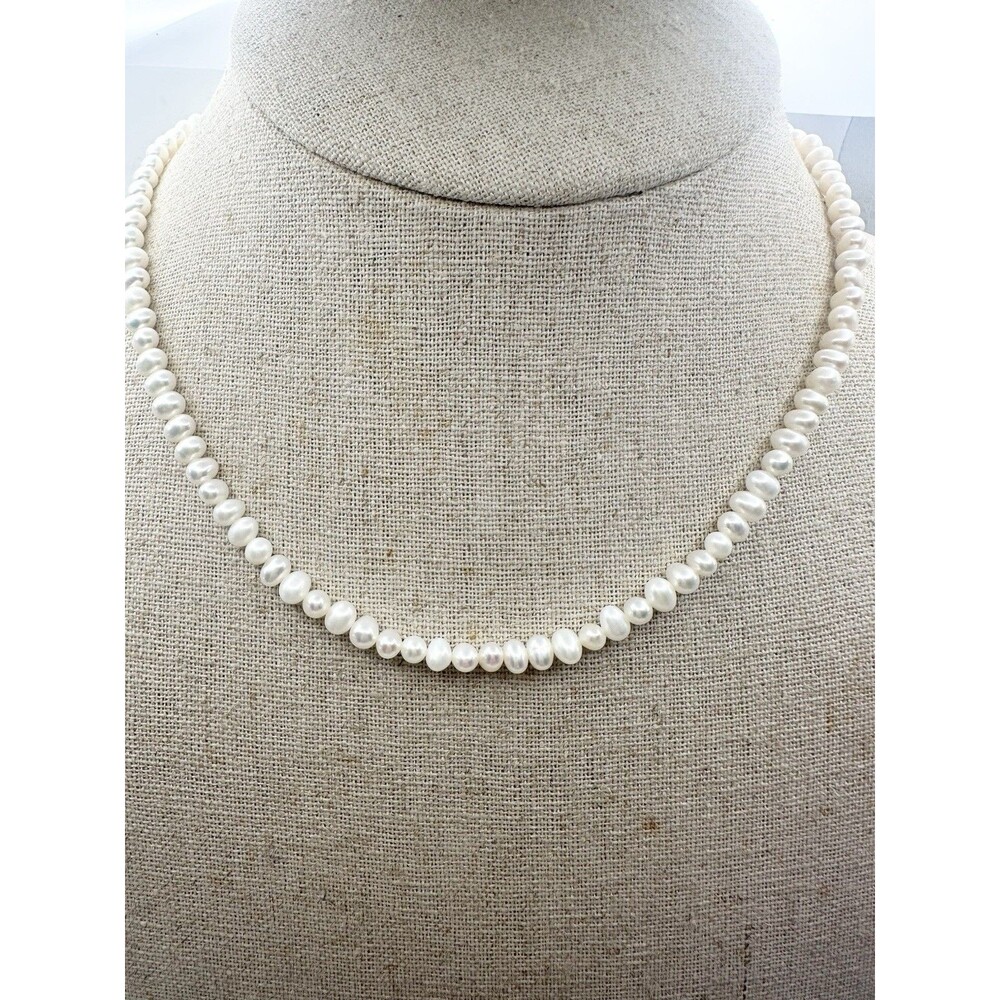 5mm Cultured Freshwater Pearl Necklace Sterling Clasp 15.5”
